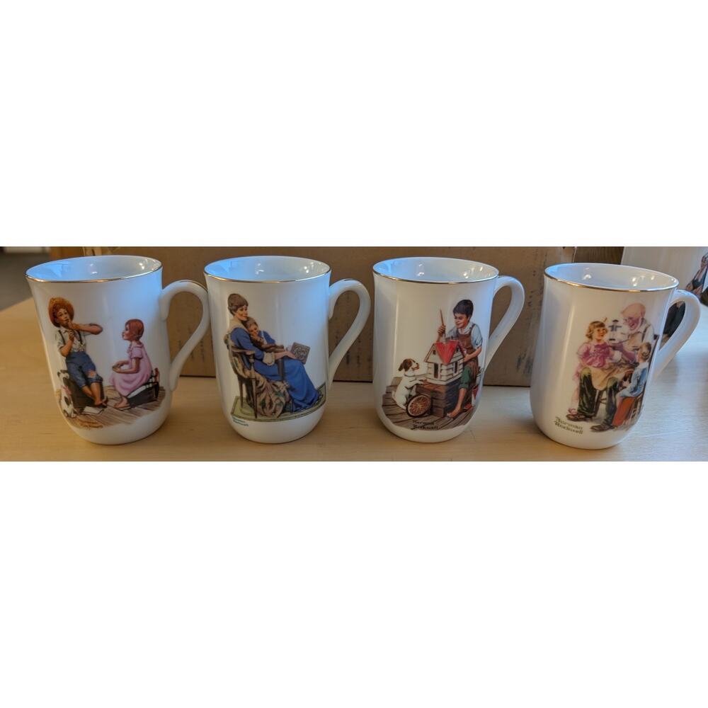 🌼Vintage Set of 8 Norman Rockwell 1982 Mugs